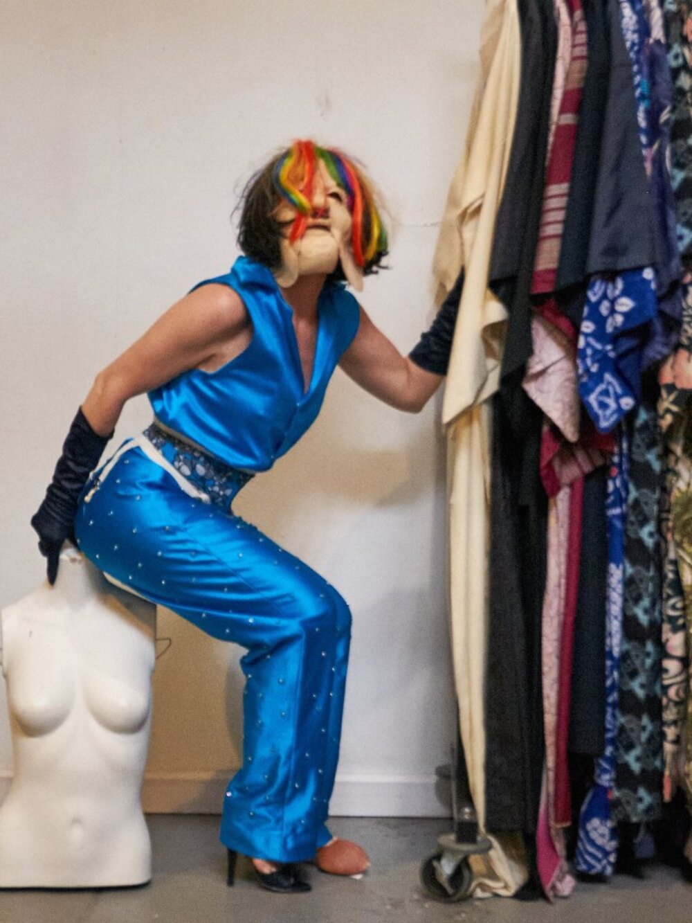 1970s Turquoise and Jeweled Costume Jumpsuit
